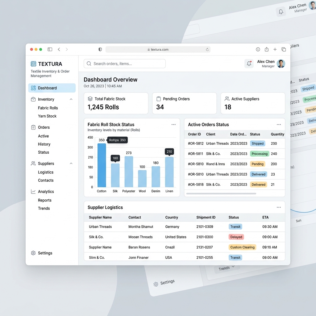 Textile Operations ERP Mockup